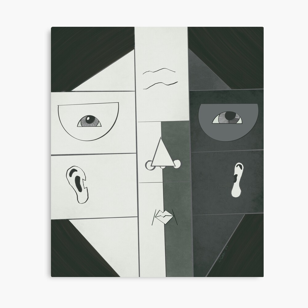 Digital recreation of a graphite drawing. Abstract version of a self portrait.