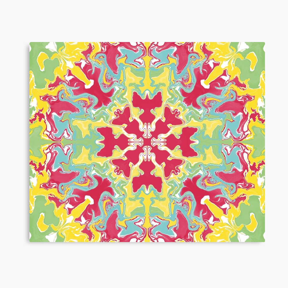 Digital Paint Pour in red, yellow, and green.